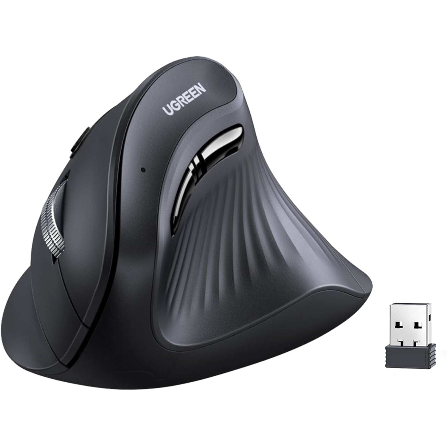 UGREEN Multi-Mode Vertical Mouse Bluetooth and 2.4G Wireless–Black